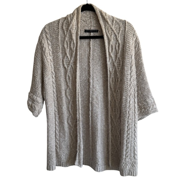 Peruvian Connection Open-Front Elbow Sleeve Pima Cotton Chunky Cardigan, M/L - Picture 1 of 6